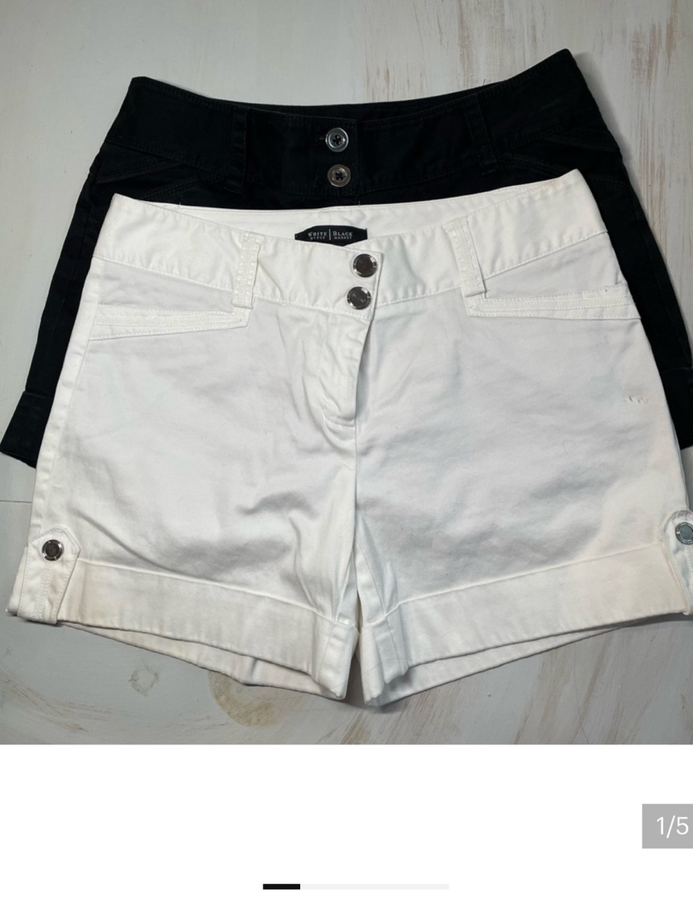 WHBM Two Shorts White and Black Sz 2